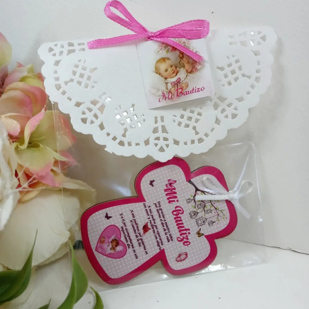 Cruz Mi Bautizo recuerdo de bautismo. Cross Baptism girl party favors keepsakes